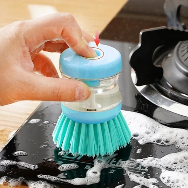 Brosse de nettoyage de vaisselle à double tête avec réservoir pour