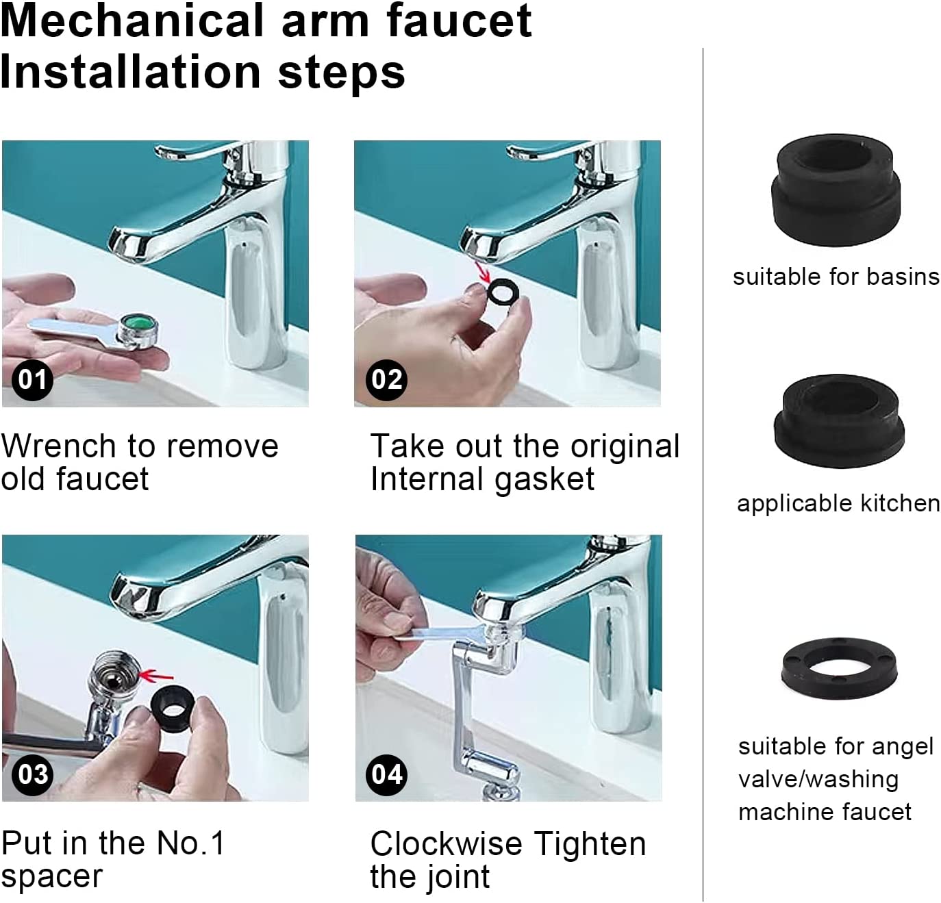 Extension de robinet pivotant à 1080 degrés, robinet pivotant flexible  Aerator Filter Faucet pour évier de cuisine Lavage du visage de salle de  bain (mode unique)