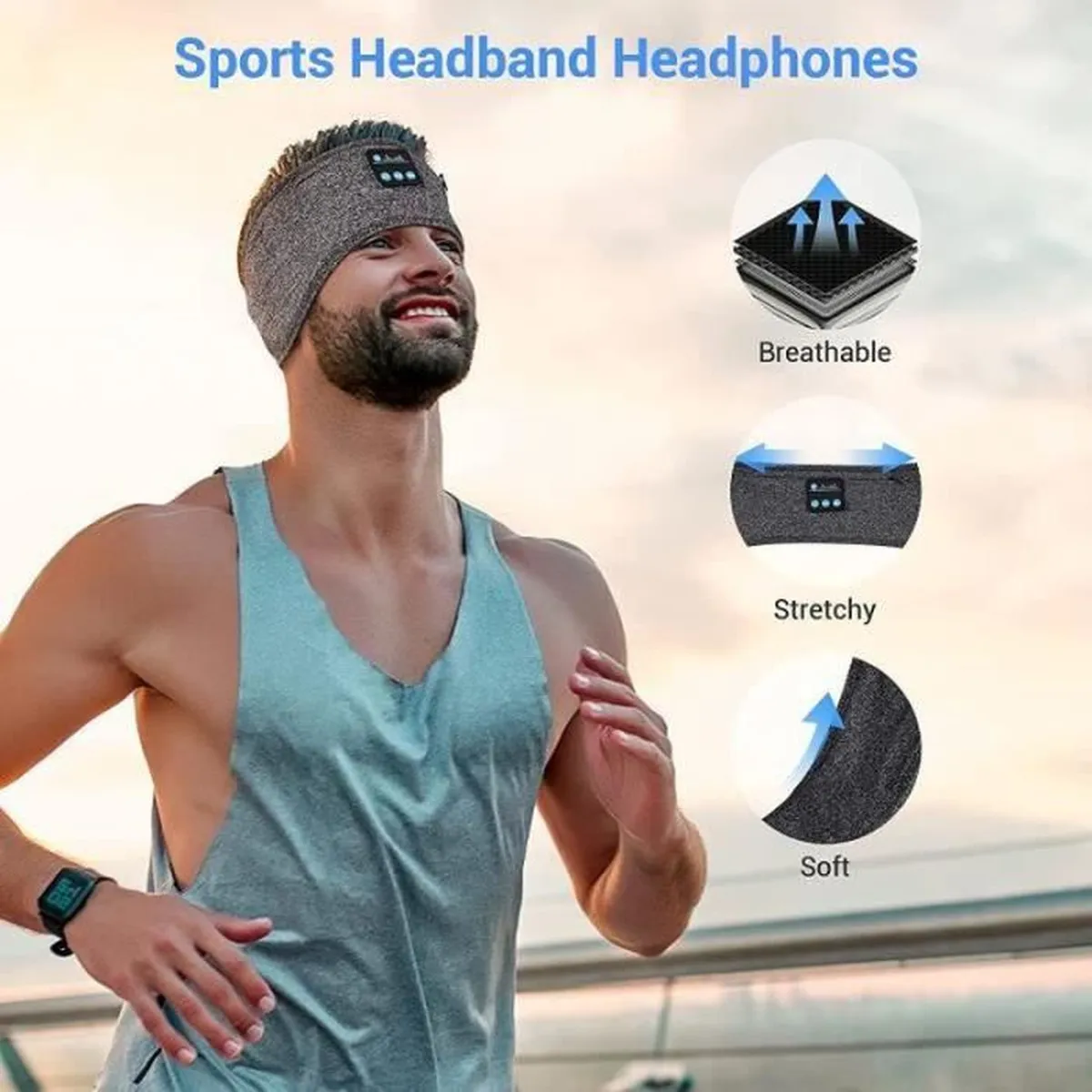 Casque sommeil et Bandeau sport Bluetooth -4.900F