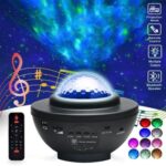 Projecteur d'Étoiles avec Fil, 21 Modes d'Éclairage & Enceinte Bluetooth avec Télécommande