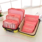 6 Pcs Sacs de rangement pour valise - Rouge Grenat