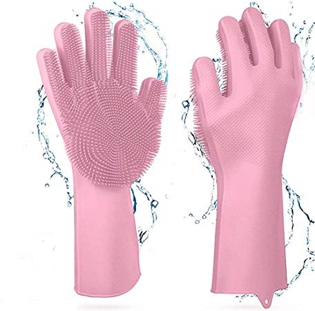 Gant de nettoyage en silicone - 2 Pièces - Rose