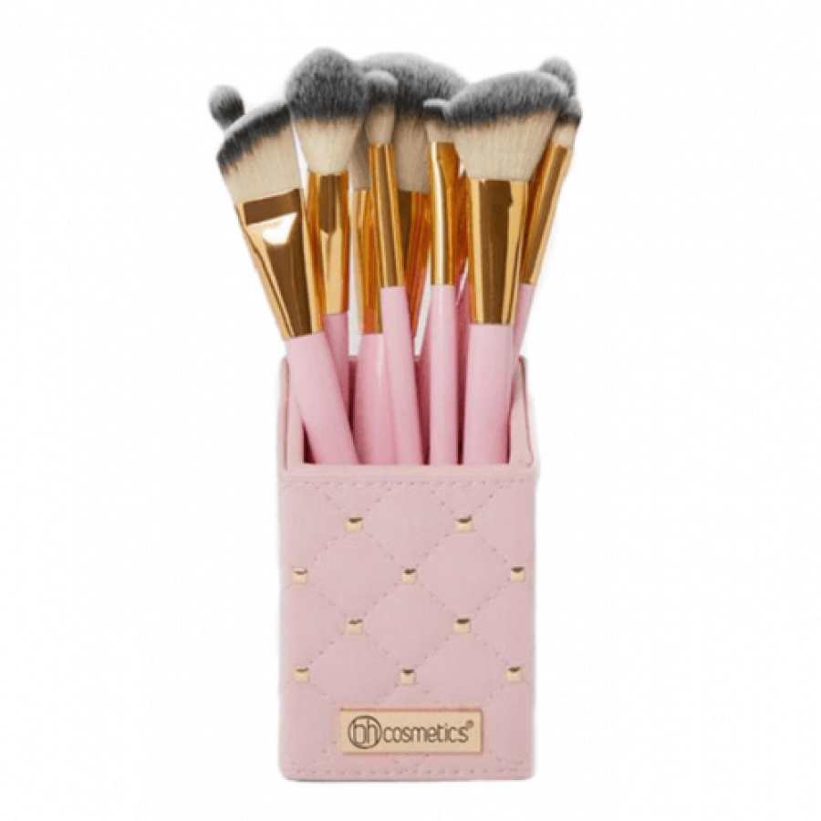 Set de 12 Pinceaux de maquillage avec support en cuir