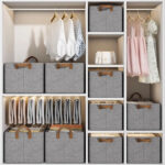 Boîte de Rangement pour Vêtements 47x28x20 cm – Organisateur Pliable en Tissu Gris pour Placard ou Chambre