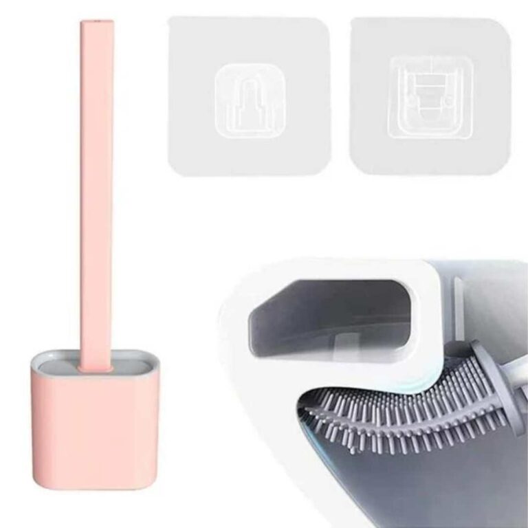 Brosse WC Silicone avec Support Mural - Saumon