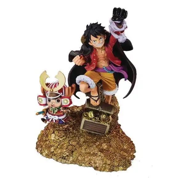 Figurine Luffy et Chopper sur leur trésor - 18cm