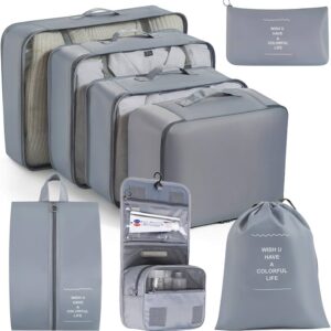 8 Pcs Sacs de rangement pour valise - Gris