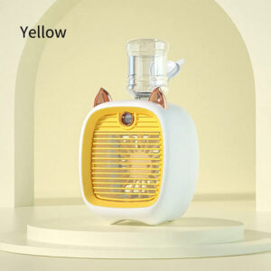 Ventilateur Humidificateur Portable en Forme de Chat - Jaune