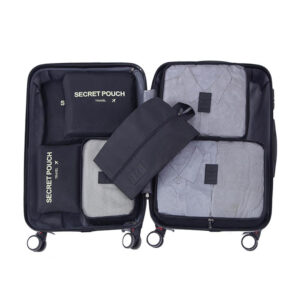 Lot de 7 Sacs de Rangement pour Valise – Organisateurs de Voyage Imperméables et Compacts – Noir