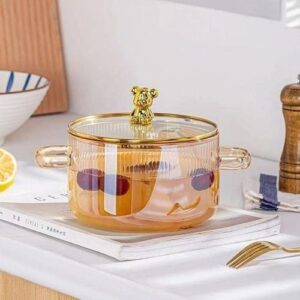 Casserole en verre résistant à la chaleur avec couvercle décoratif