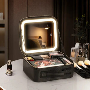 Trousse de Maquillage avec Miroir LED - Noir