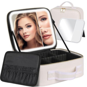 Trousse de Maquillage avec Miroir LED - Blanc