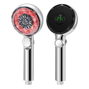 Pommeau de Douche LED avec Affichage de Température - Rouge