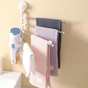 Porte-Serviettes Pivotant avec Support Sèche-Cheveux – 2 en 1 Pratique et Gain de Place