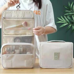 Trousse de toilette suspendue multifonction – Organisez, suspendez, partez