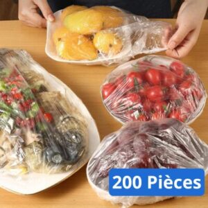 Pack de 200 Couvercles Alimentaires Extensibles – Film Protecteur Jetable pour Bols & Assiettes