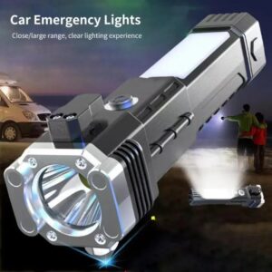 Lampe Torche Tactique Multifonction LED Ultra Puissante – Rechargeable USB, Brise-vitre & Éclairage Latéral COB