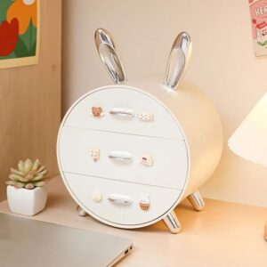 Mini Commode de Rangement à Tiroirs – Design Ludique et Pratique - 23cm x 23cm x 19cm - Blanc