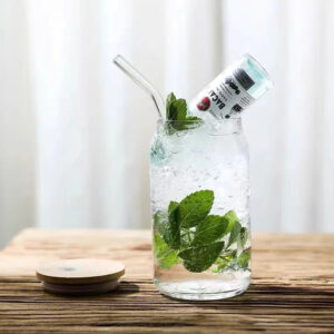 Gobelet en Verre Transparent avec Paille & Couvercle Bambou – Éco-Chic & Réutilisable