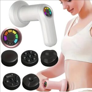 Pistolet de Massage Vibrant Compact – 5 Têtes Incluses – Soulagement Musculaire Ciblé