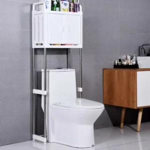 Meuble de Rangement WC avec Placard – Étagère de Toilette Gain de Place