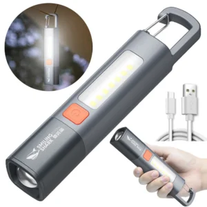 Mini Lampe Torche COB avec Crochet – Rechargeable & Multifonction