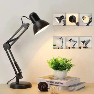 Lampe de bureau articulée en métal avec pince de fixation – Design classique et orientable