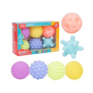 Set de 6 Balles Sensorielles Bébé – Texturées et Colorées – Dès 18 mois