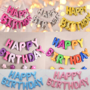Ballons lettres anniversaire "HAPPY BIRTHDAY" 🎈 – Décoration fête au Maroc – Noir, Rouge, Argenté ou Multicolore
