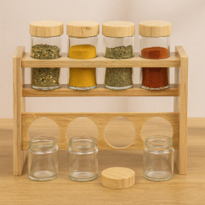 Set de Pots à Épices avec Support en Bois – CookLux US2503-5