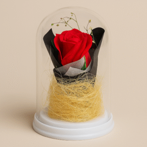 Rose Éternelle Rouge sous Cloche – Avec Guirlande LED