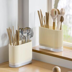 Porte-couverts cuisine avec égouttoir – Support mural ou plan de travail – Rangement ustensiles et cuillères – Organisateur cuisine