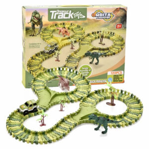 Circuit de Course Dino Track – Set Complet 120 Pièces | Voiture & Dinosaures Inclus