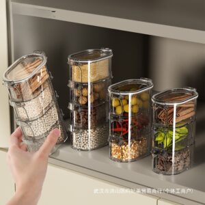 Boîte à épices empilable transparente – 5 compartiments amovibles pour cuisine organisée