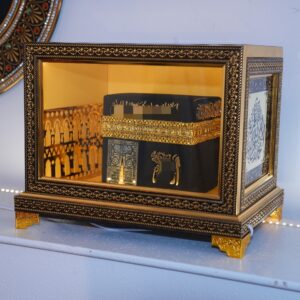 Maquette décorative de la Kaaba sous vitre – Éclairage LED – Décoration islamique luxe pour maison & bureau