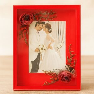 Cadre Photo Floral avec Guirlande LED – Rouge Passion (Disponible en plusieurs couleurs)