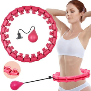 Cerceau de Fitness Intelligente Rose – Hula Hoop Ajustable 24 Nœuds avec Poids | Brûle-Graisse Taille & Abdos