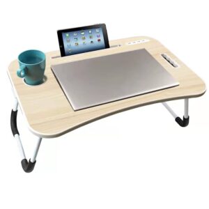 Table Pliante Multifonction avec 4 Ports USB – Beige