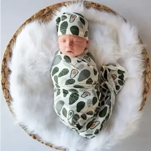 Couverture Emmaillotage Bébé + Bonnet – Nid d’Ange Confortable, Doux & Respirant