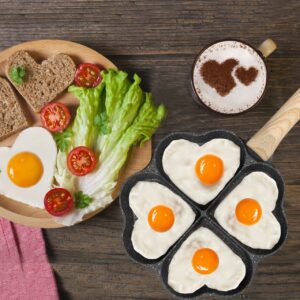 Poêle 4 Compartiments en Forme de Cœur ❤️ – Pour des Petits Déjeuners Pleins d'Amour