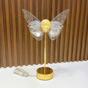 Lampe Décorative LED – Modèle Fleur ou Papillon – Socle Doré Design