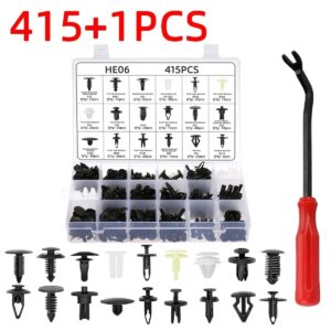 Kit de Clips de Fixation Auto 415+1 Pièces – Universel pour Voiture avec Outil de Dépose Inclus